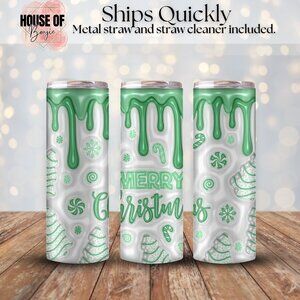 20oz Green Christmas Tree Cake Stainless Steel Tumbler